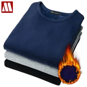 Men's Thermal T Shirt Soft Velvet Thick Long Sleeve T-Shirt