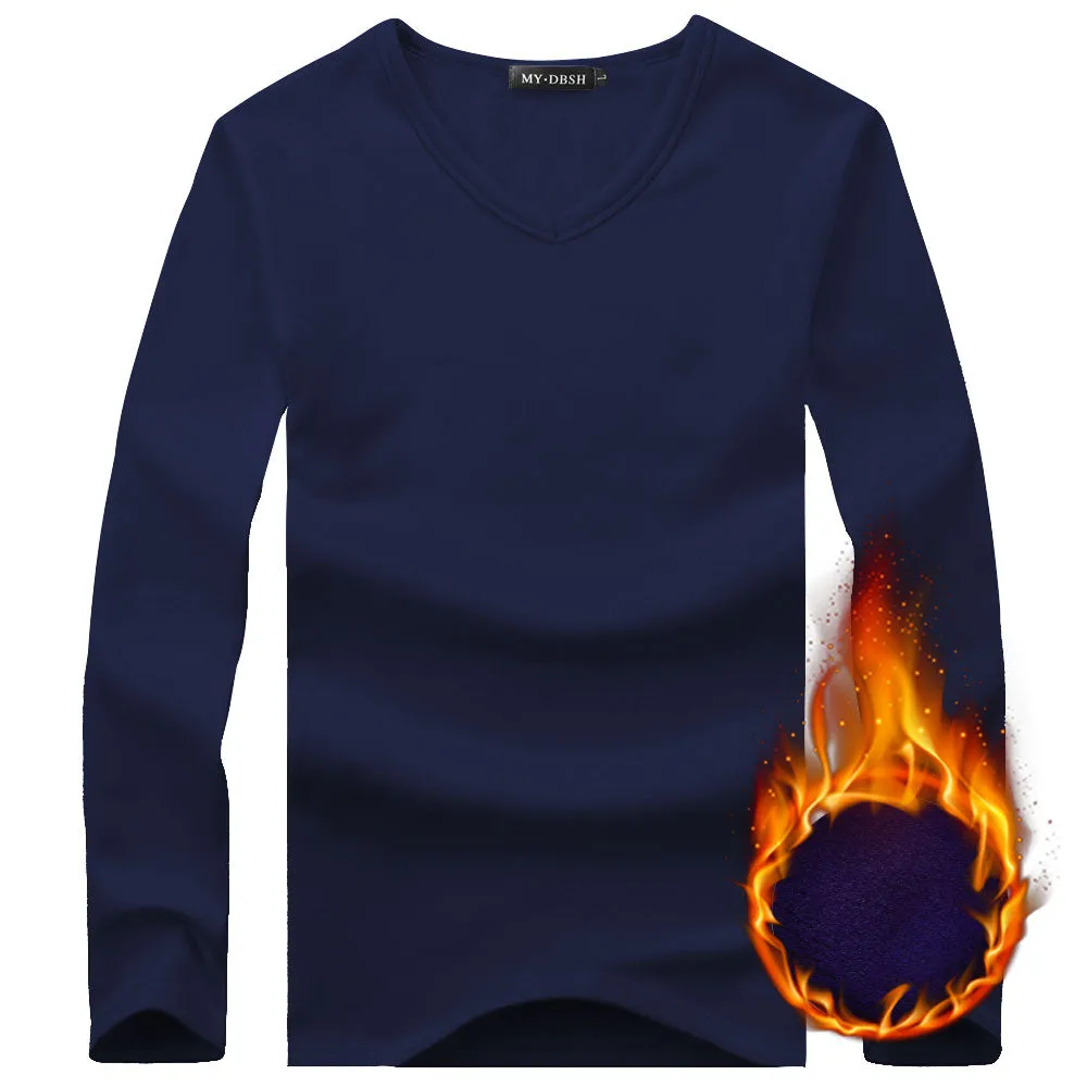 Men's Thermal T Shirt Soft Velvet Thick Long Sleeve T-Shirt