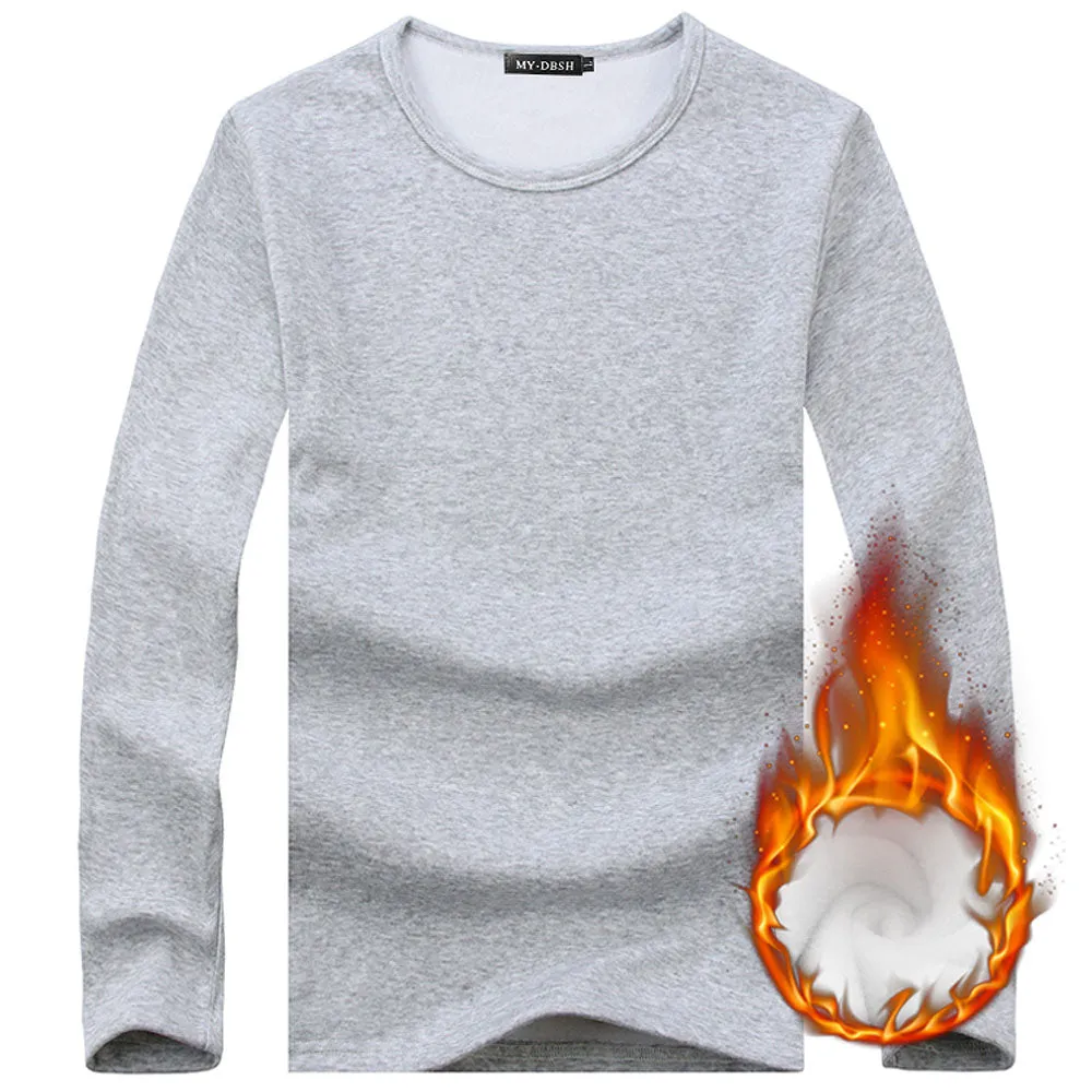Men's Thermal T Shirt Soft Velvet Thick Long Sleeve T-Shirt