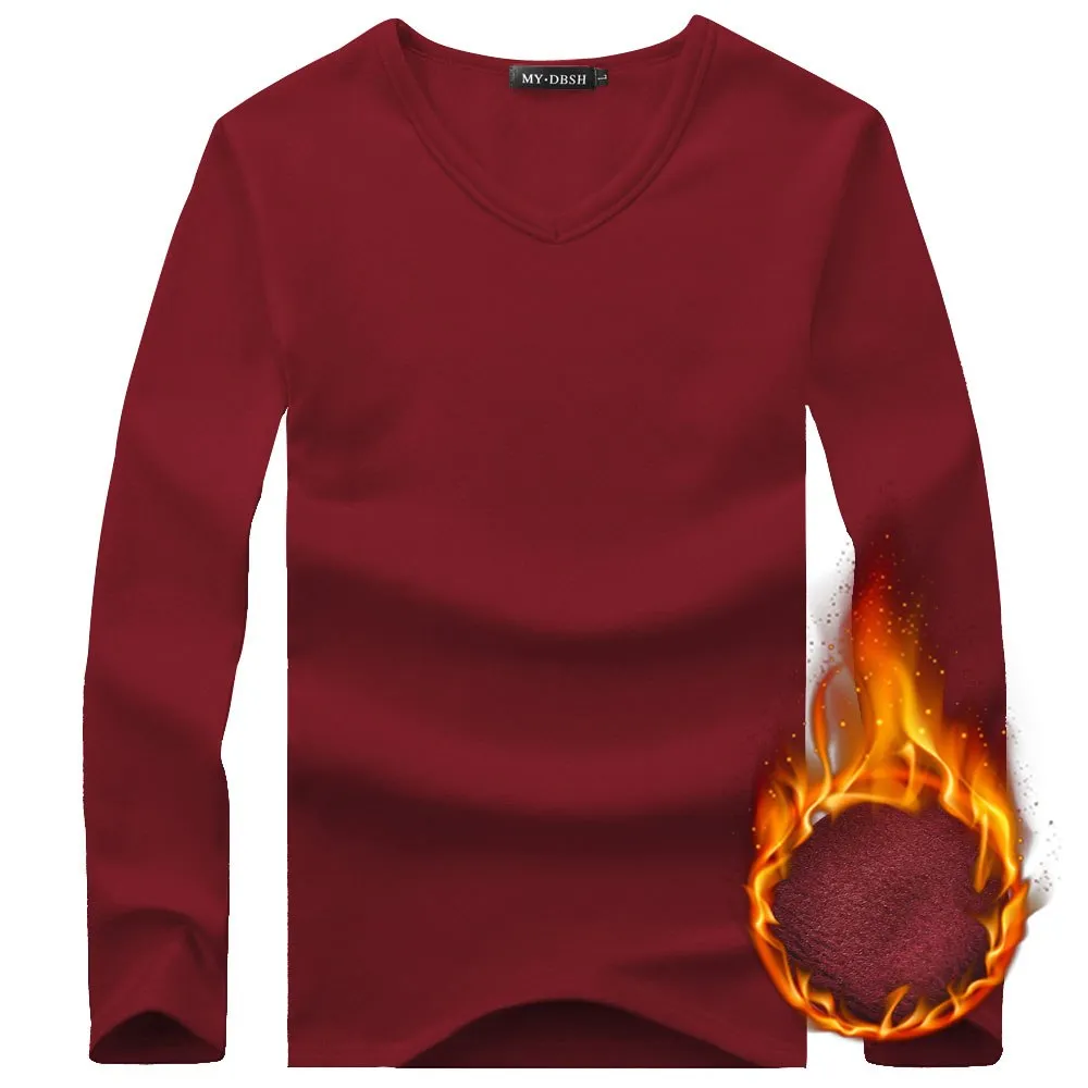 Men's Thermal T Shirt Soft Velvet Thick Long Sleeve T-Shirt