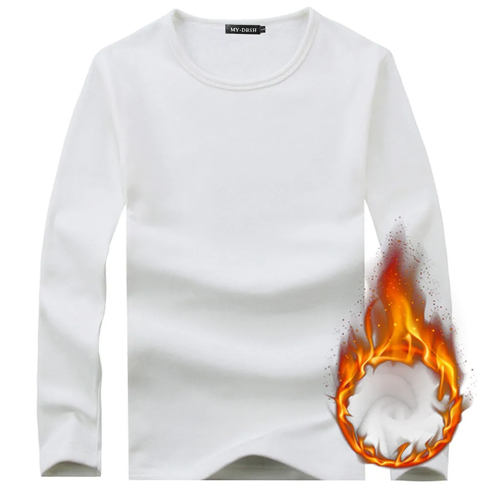 Men's Thermal T Shirt Soft Velvet Thick Long Sleeve T-Shirt