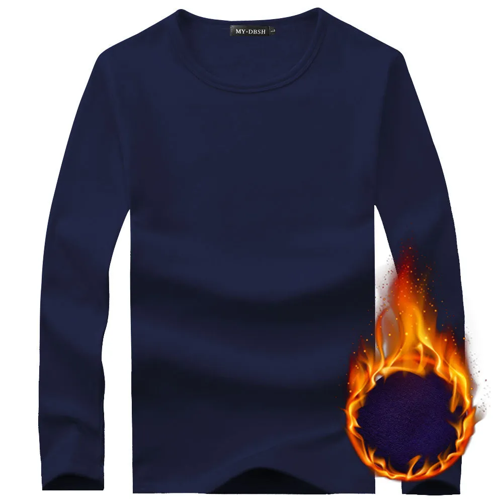 Men's Thermal T Shirt Soft Velvet Thick Long Sleeve T-Shirt