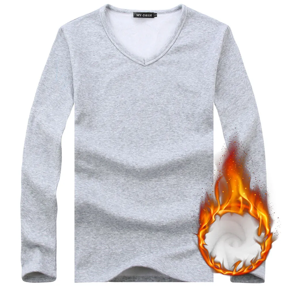 Men's Thermal T Shirt Soft Velvet Thick Long Sleeve T-Shirt