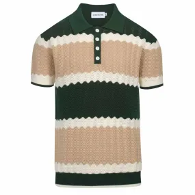 Men's vintage color texture knit polo shirt