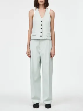 Mid Rise Single Pleat Front Trouser in Seaglass