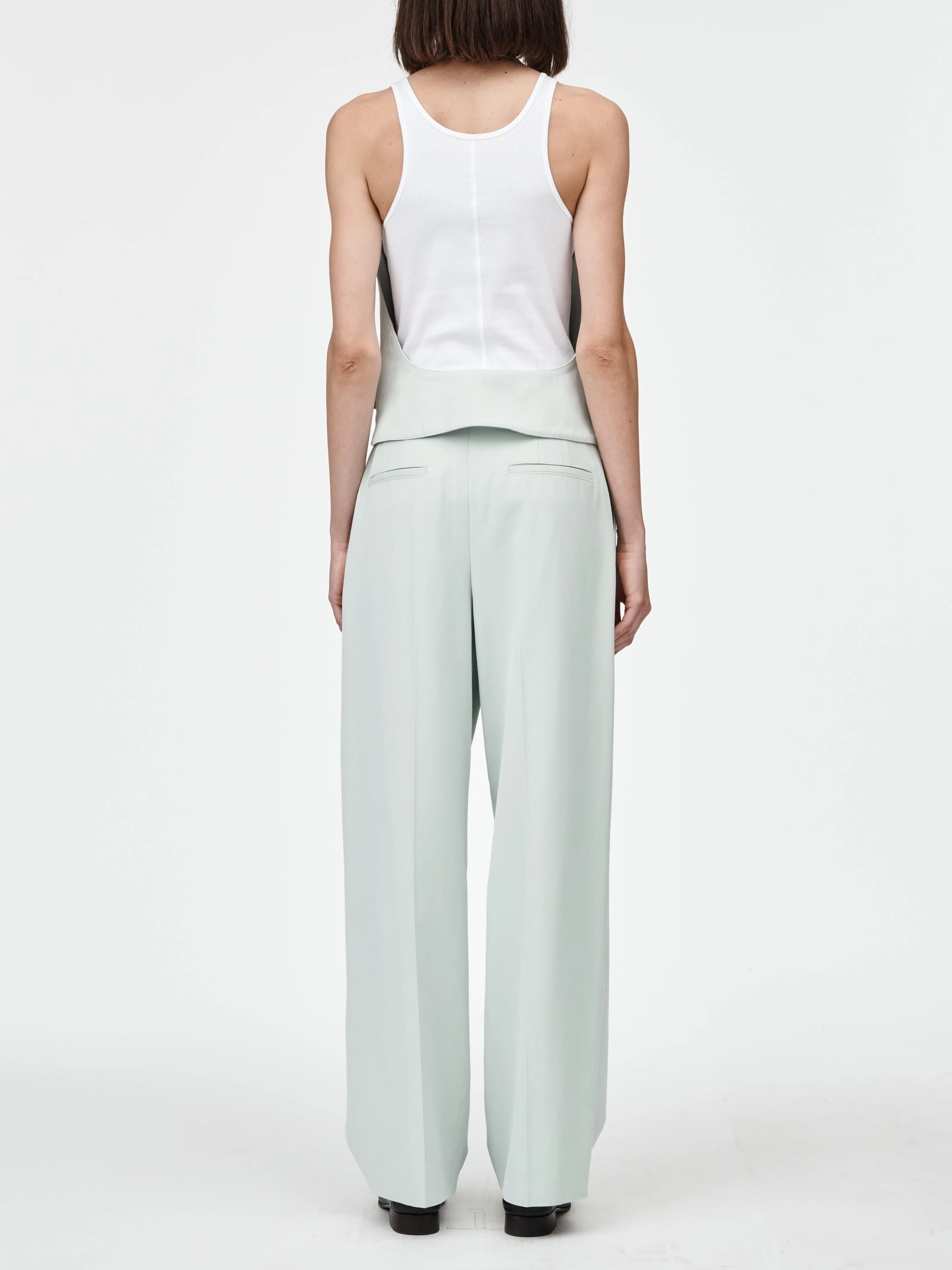 Mid Rise Single Pleat Front Trouser in Seaglass