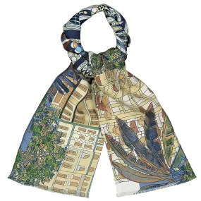 Milan dark blue and beige tie scarf