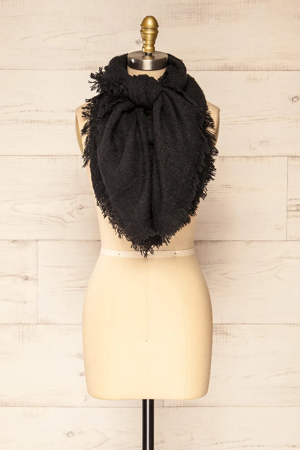 Mohaire Black | Soft Knit Scarf