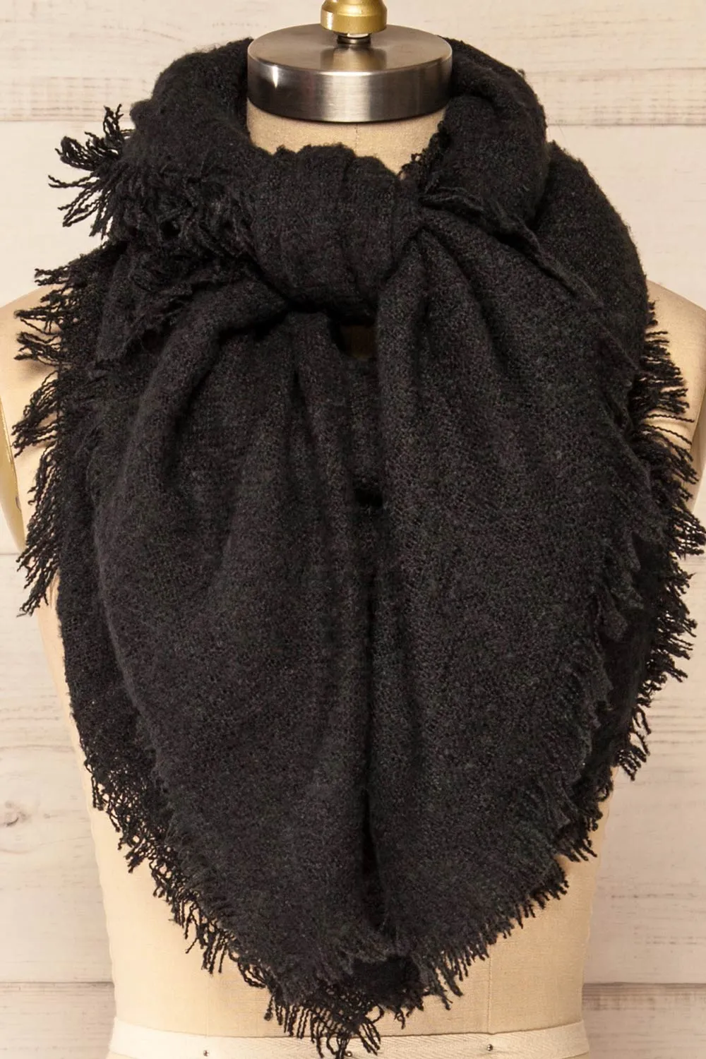Mohaire Black | Soft Knit Scarf