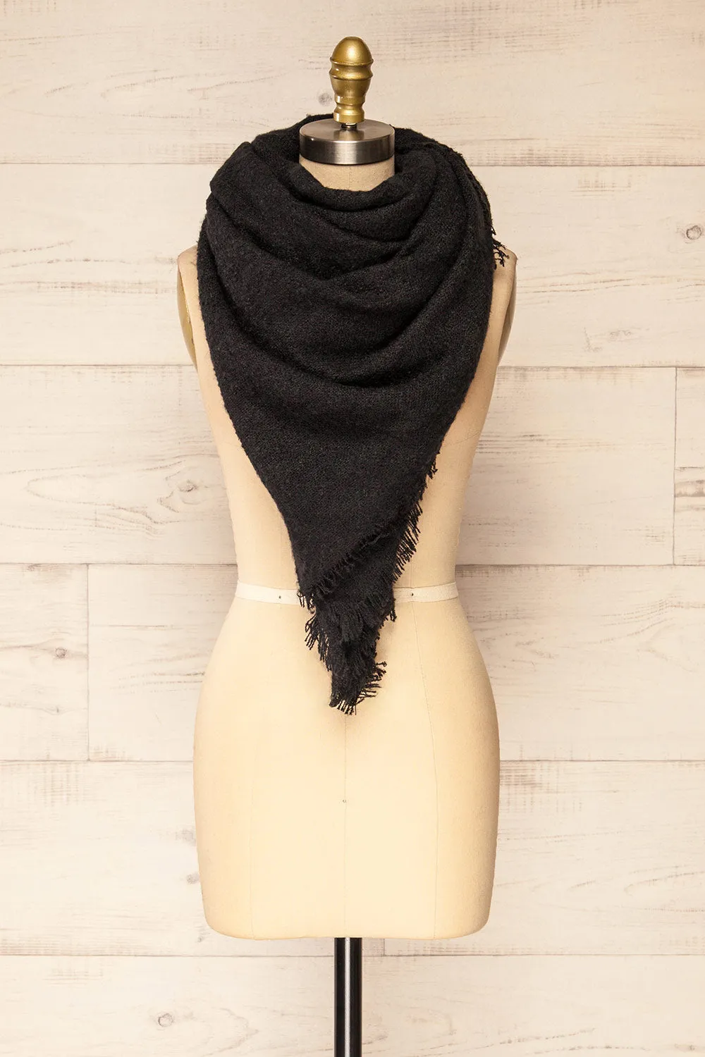Mohaire Black | Soft Knit Scarf