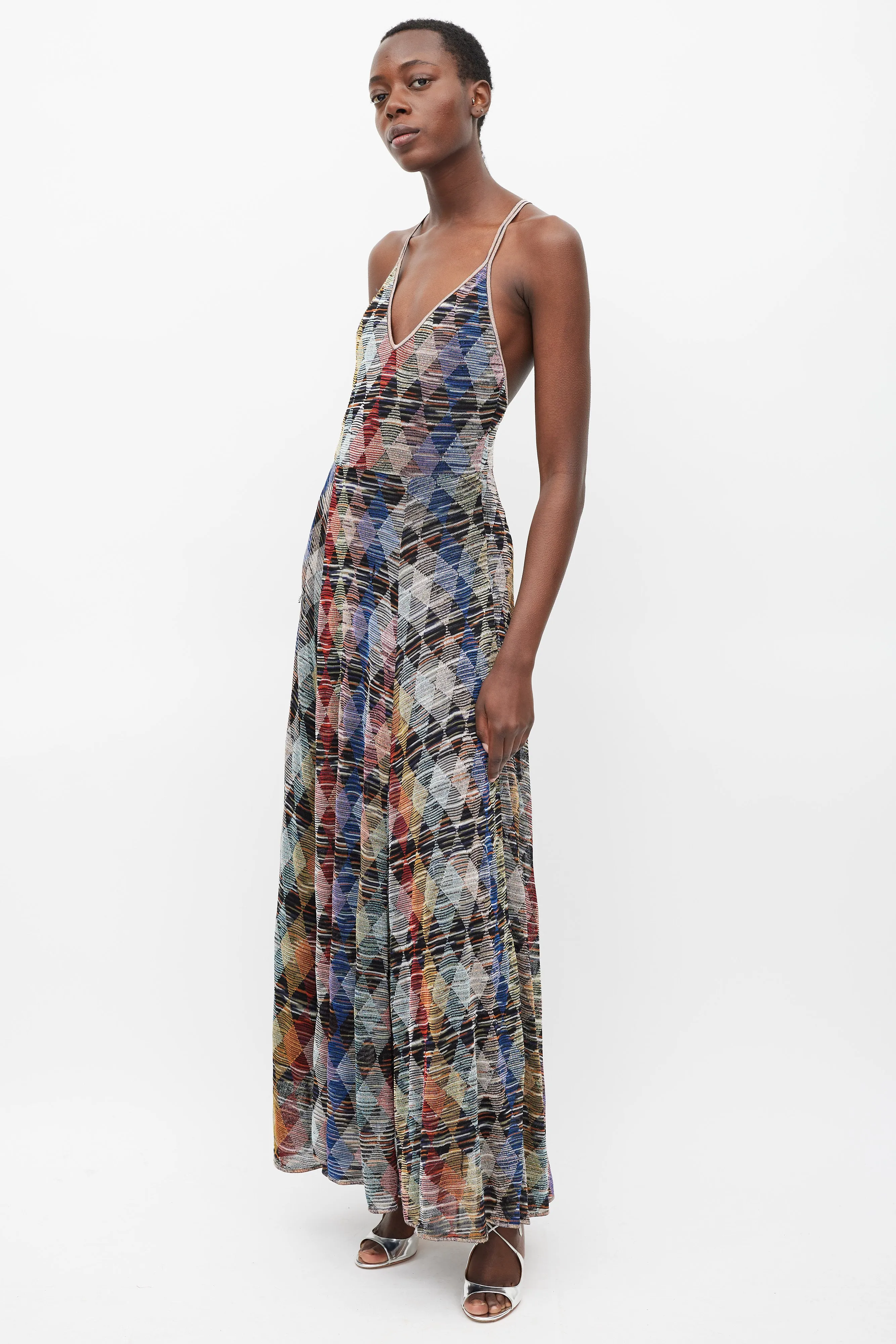 Multicolour Argyle Patterned Maxi Dress