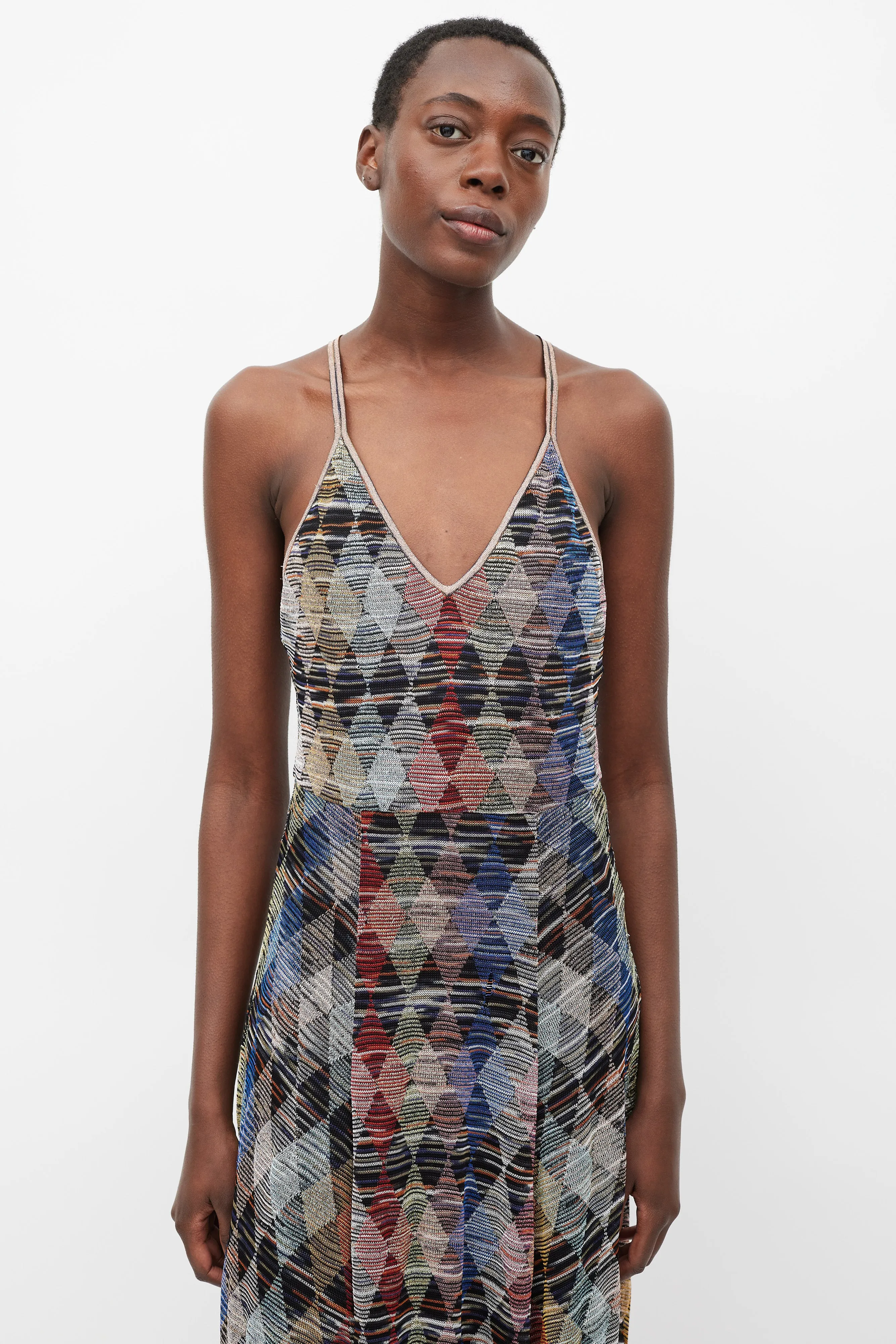 Multicolour Argyle Patterned Maxi Dress