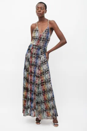 Multicolour Argyle Patterned Maxi Dress