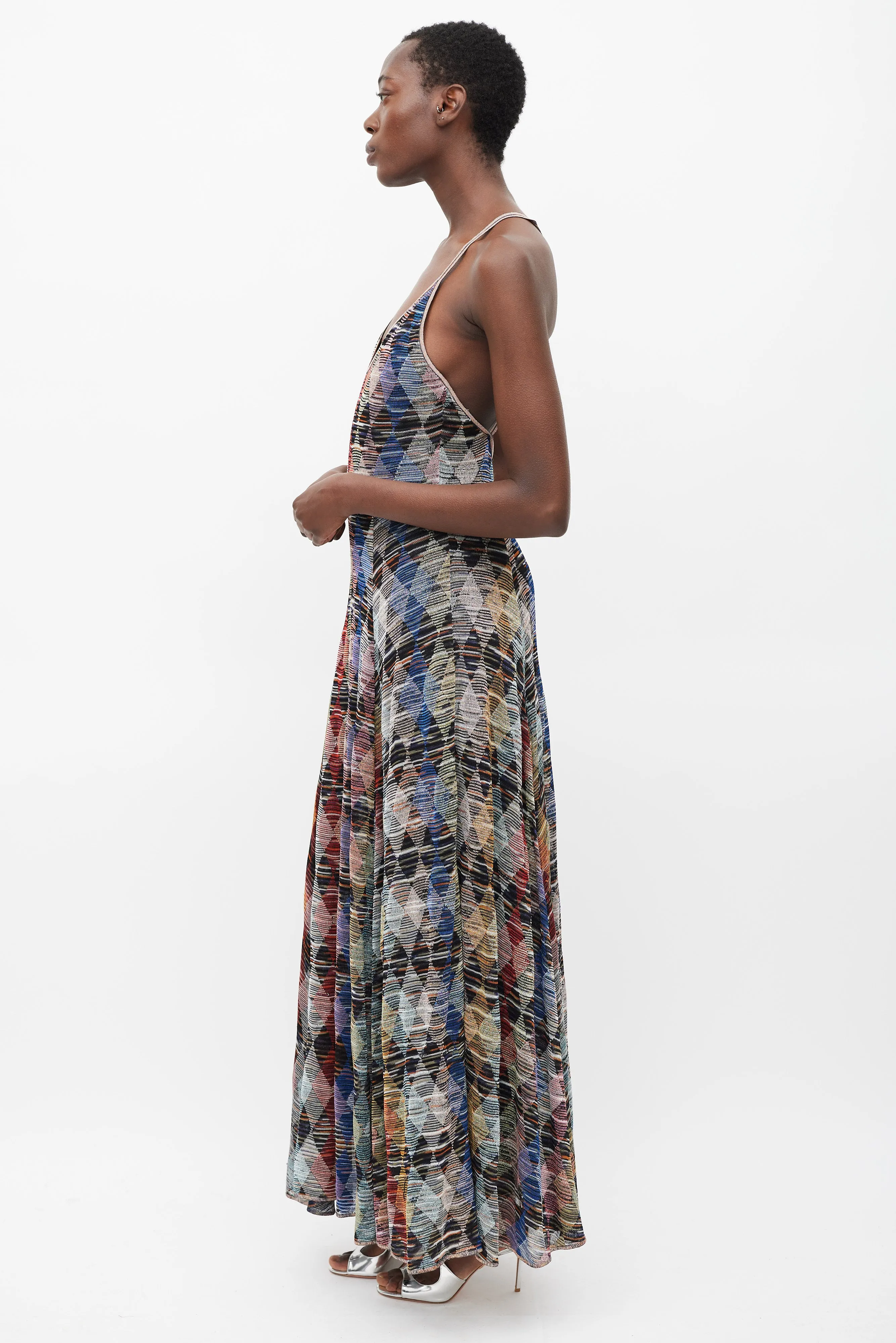 Multicolour Argyle Patterned Maxi Dress