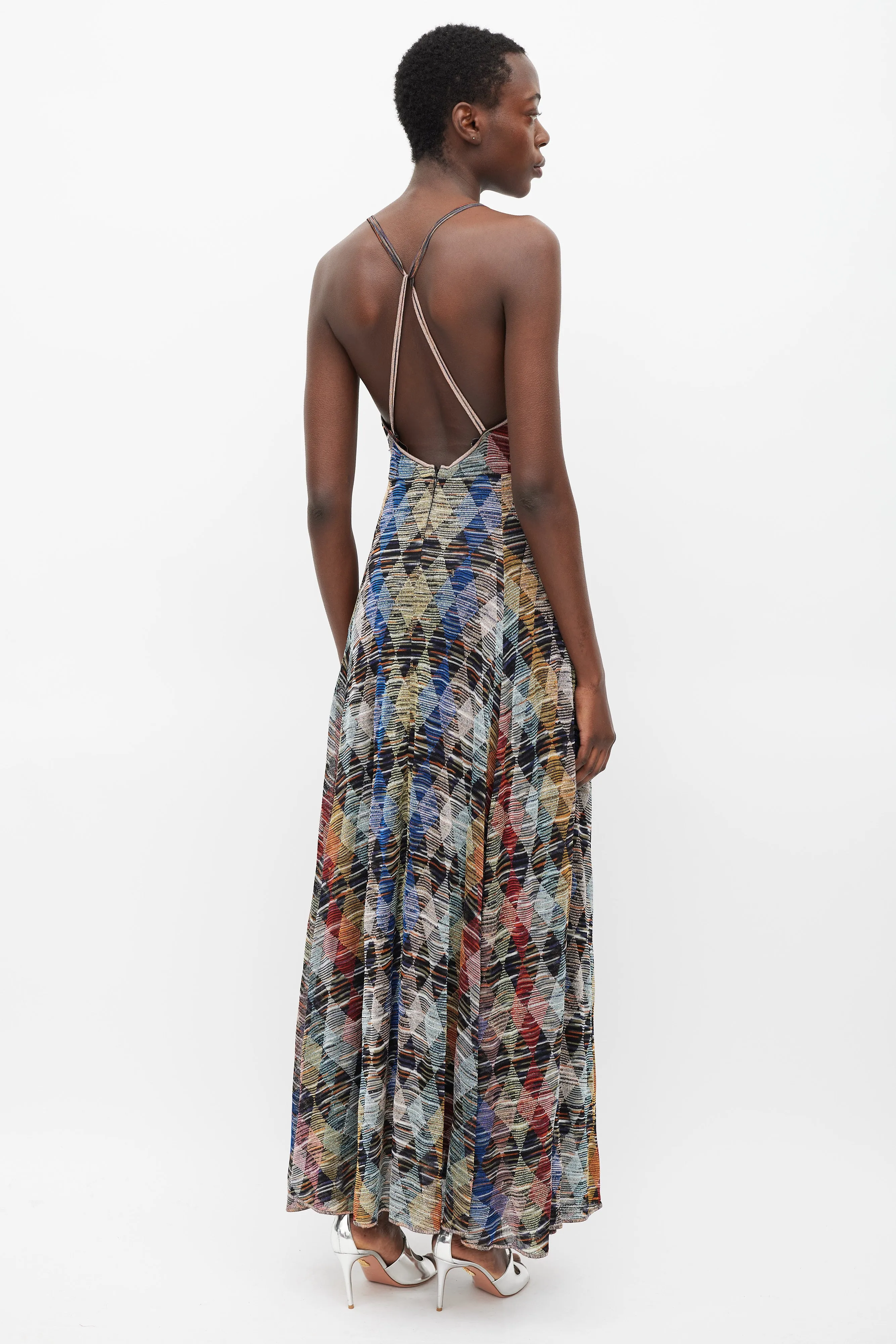 Multicolour Argyle Patterned Maxi Dress