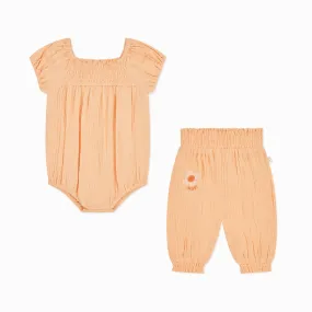 Muslin Smocked Bodysuit & Trousers Outfit