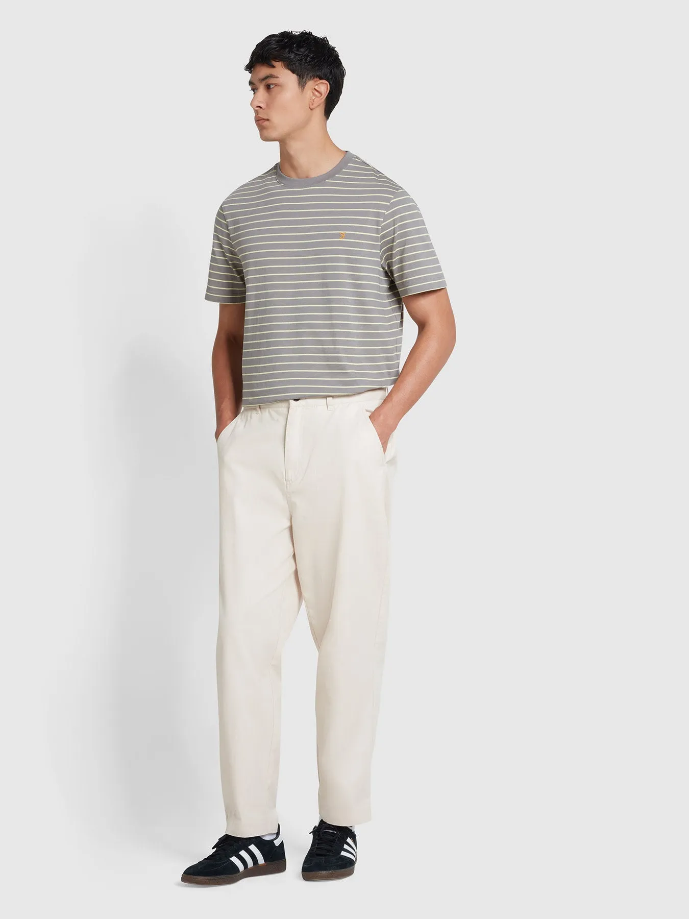 Oakland Regular Fit Bretton Stripe T-Shirt In Rail Grey