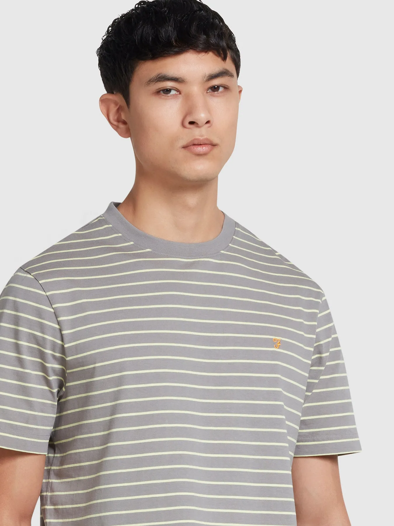 Oakland Regular Fit Bretton Stripe T-Shirt In Rail Grey