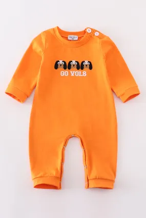 Orange go vols embroidery boy romper