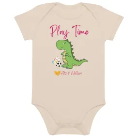 Organic cotton baby bodysuit, dinosaur - Fitz & Willow