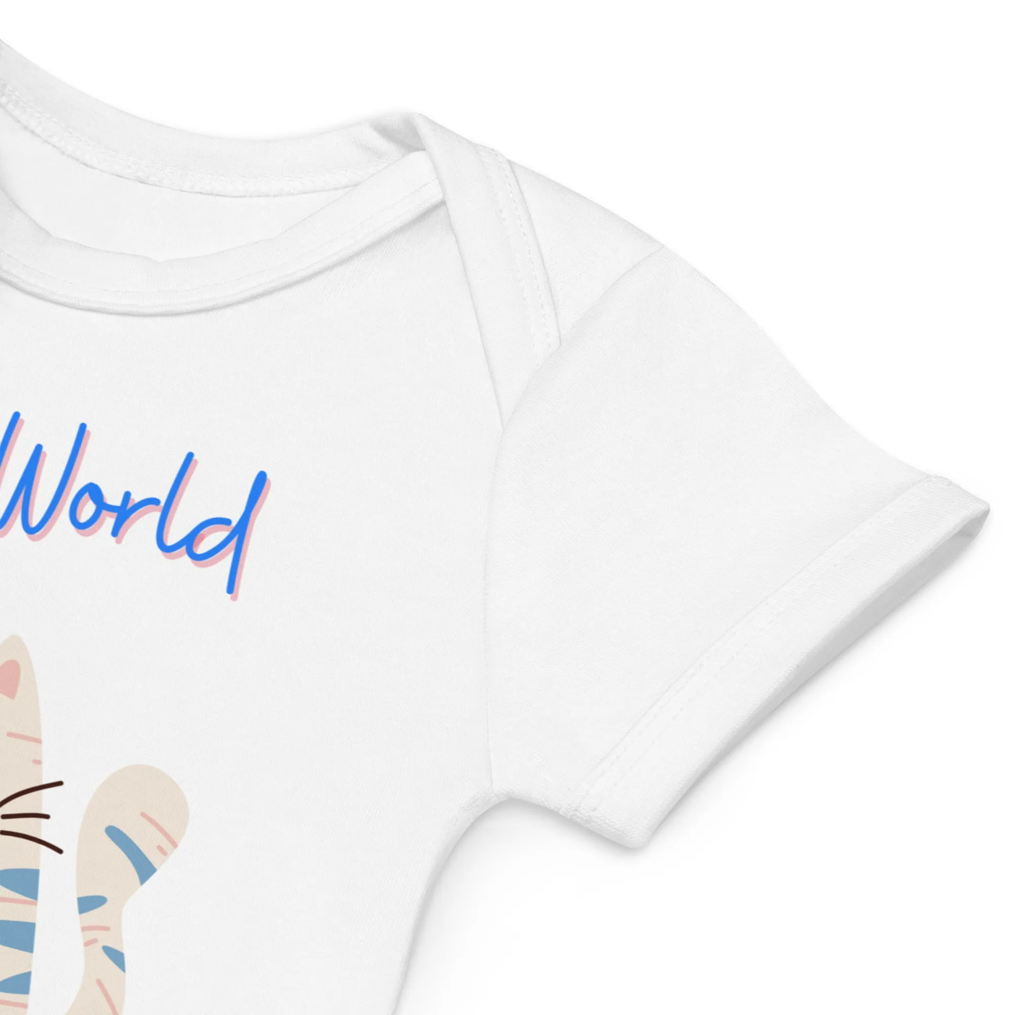 Organic cotton baby bodysuit, Hello World