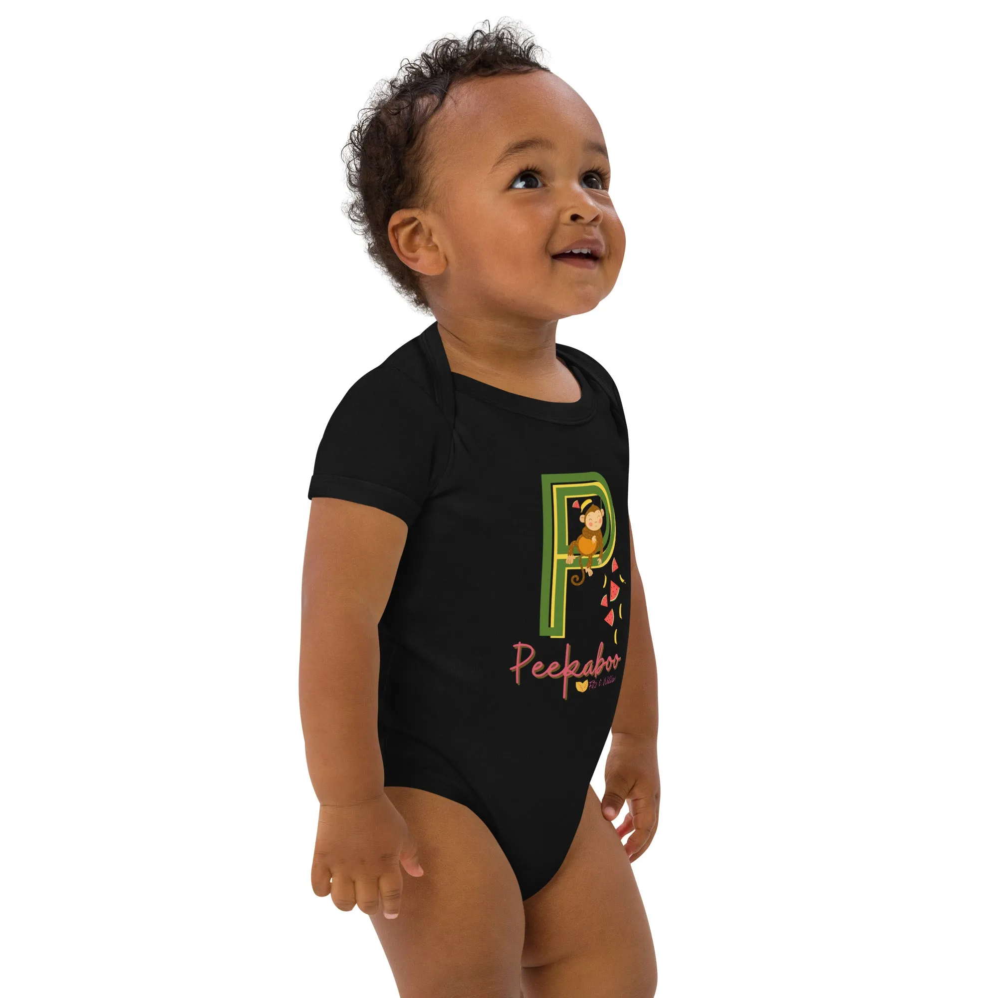 Organic cotton baby bodysuit, Letter P - Fitz & Willow