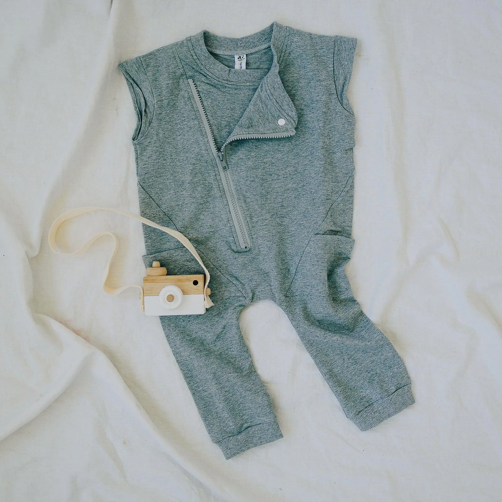 Organic Cotton Short Sleeve Terry Biker Romper