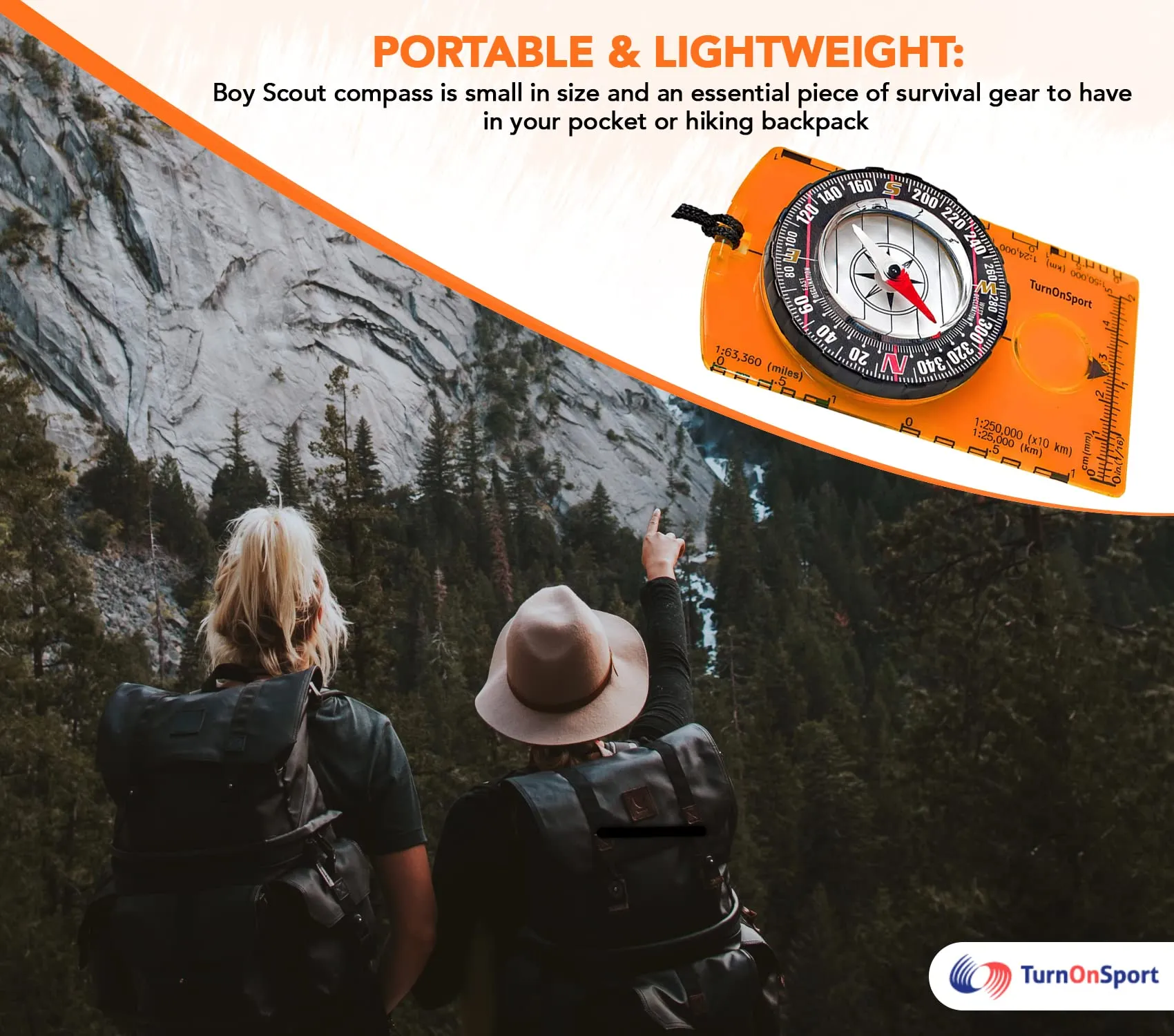 Orienteering Compass Hiking Backpacking Compass | Advanced Scout Compass Camping Navigation - Boy Scout Compass for Kids | Professional Field Compass for Map Reading - Best TurnOnSport Survival Gifts