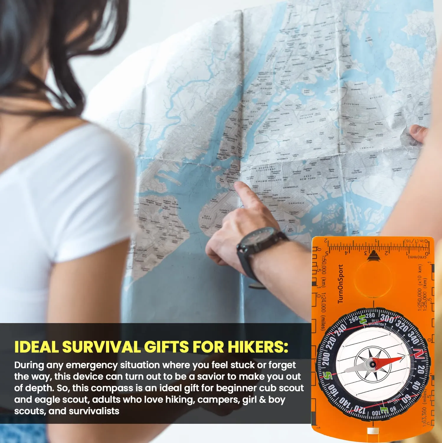 Orienteering Compass Hiking Backpacking Compass | Advanced Scout Compass Camping Navigation - Boy Scout Compass for Kids | Professional Field Compass for Map Reading - Best TurnOnSport Survival Gifts