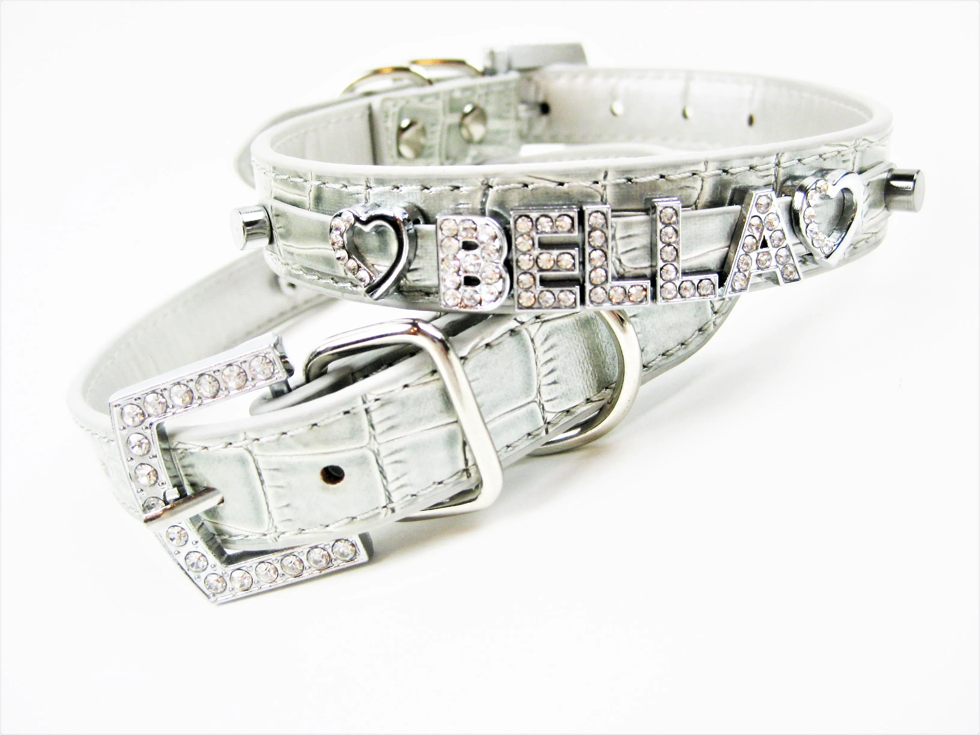 Pale Gray Pearl Croc collar (L only)