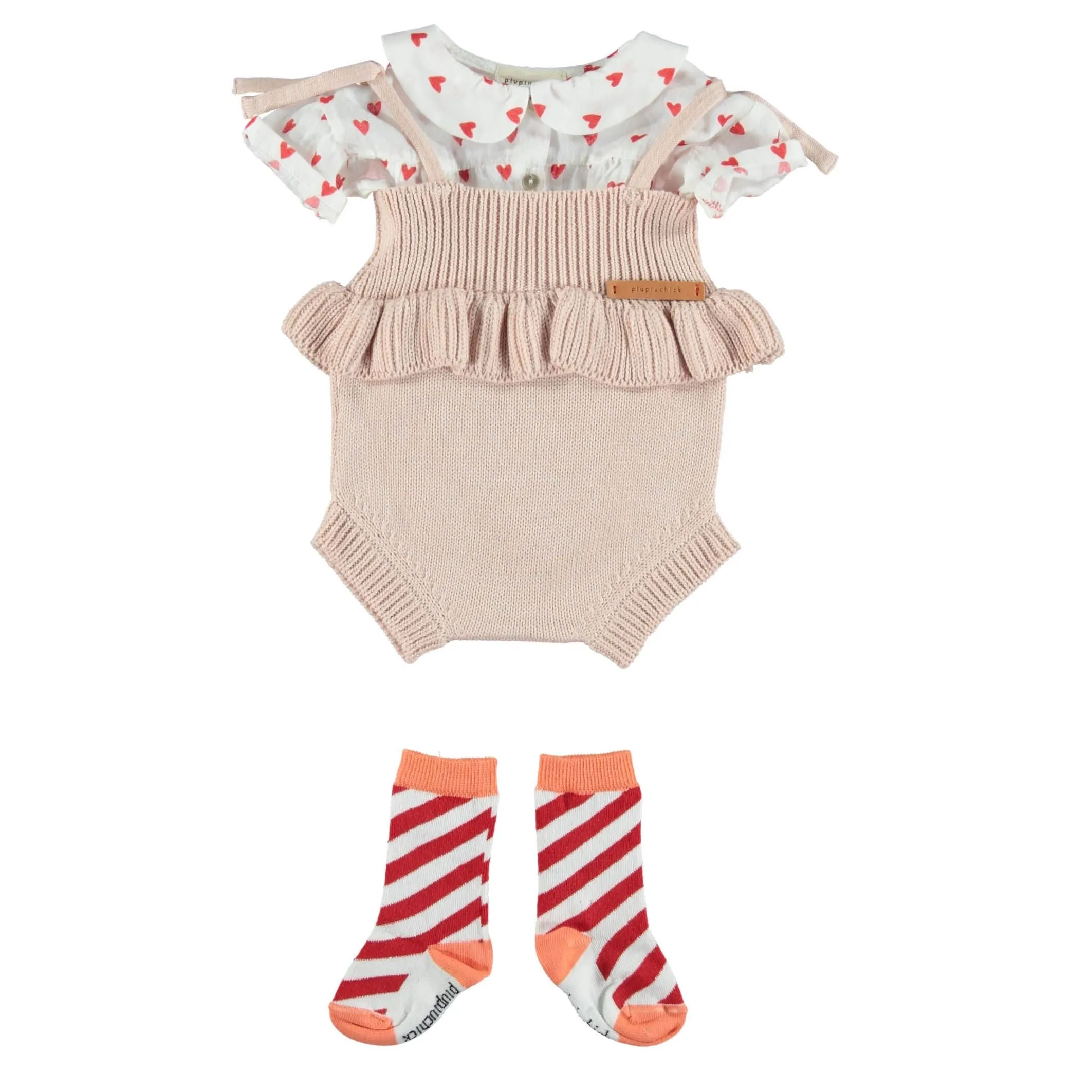 Piupiuchick romper baby knitted pale pink