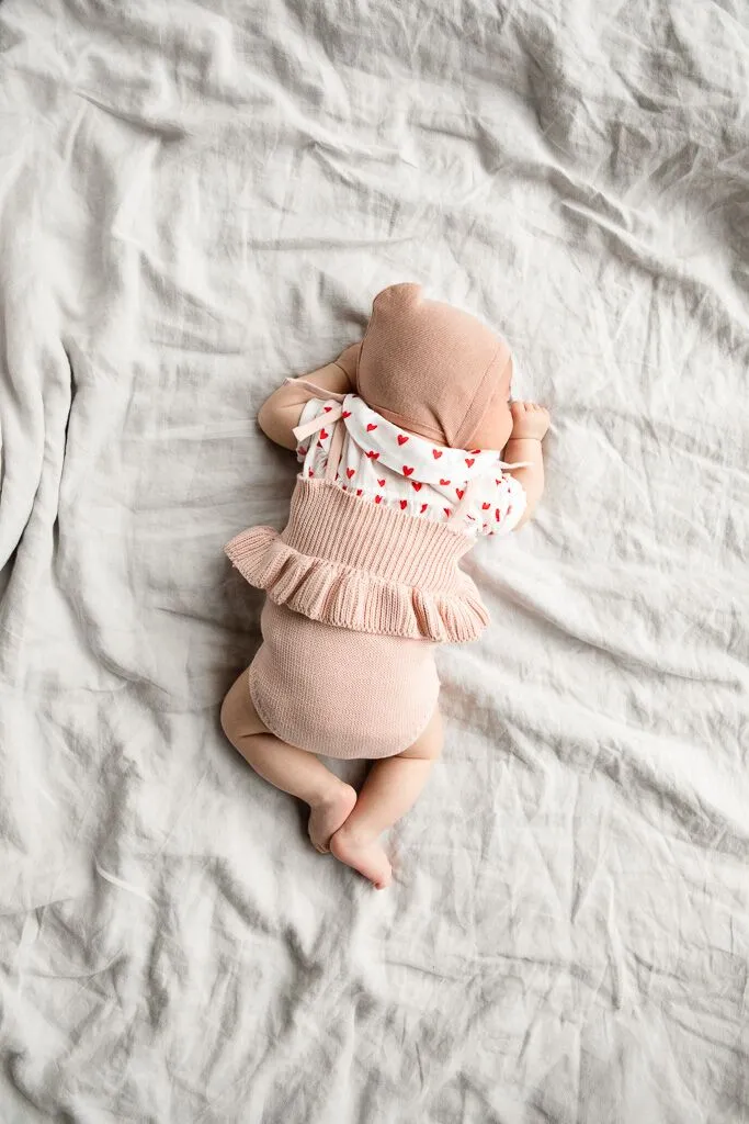 Piupiuchick romper baby knitted pale pink