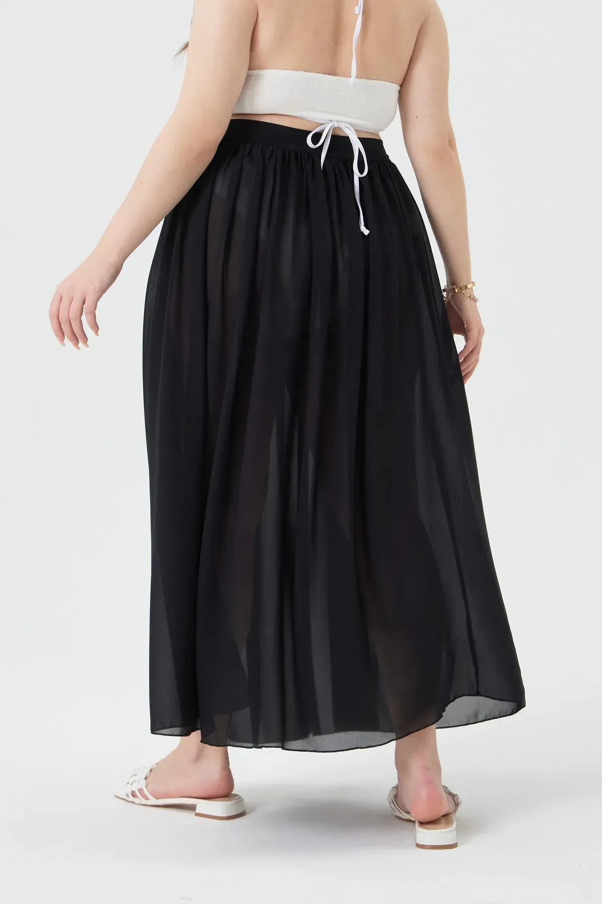 Plain Sheer Wrap Cover Ups Maxi Skirt