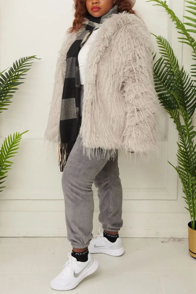 Plain Soft Feel Fux Fur Cardigan