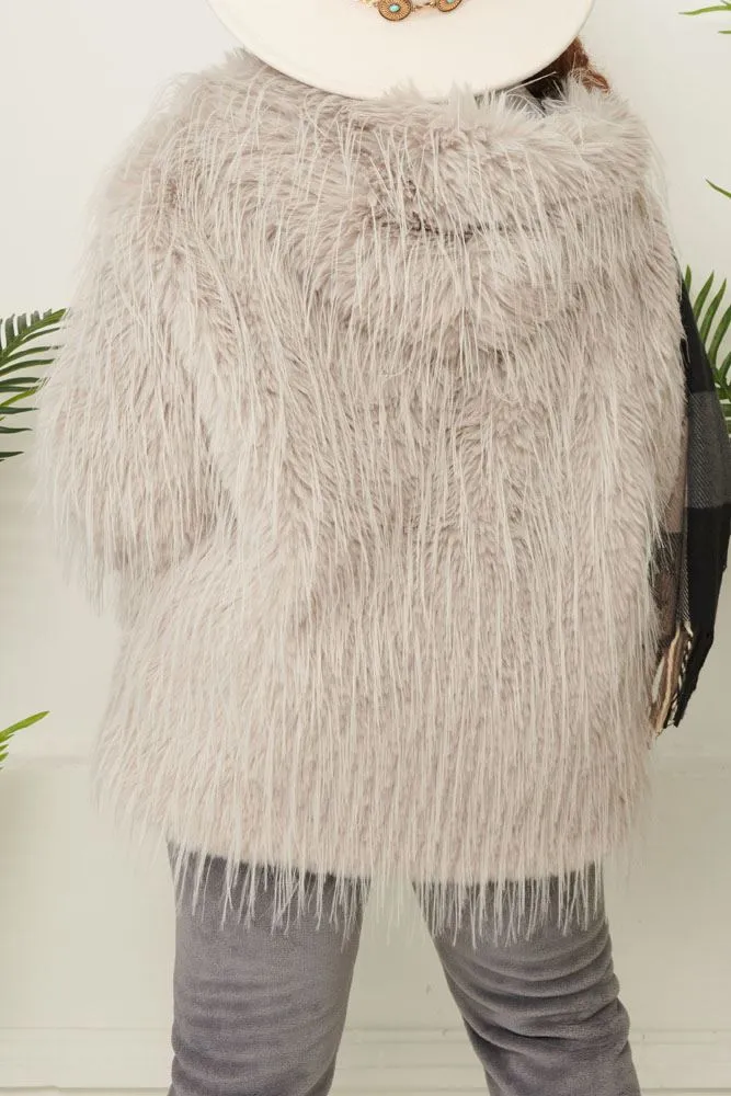 Plain Soft Feel Fux Fur Cardigan