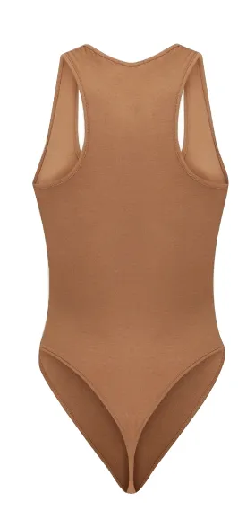 PrettyLittleThing Womens Camel Basic Racer Back Bodysuit