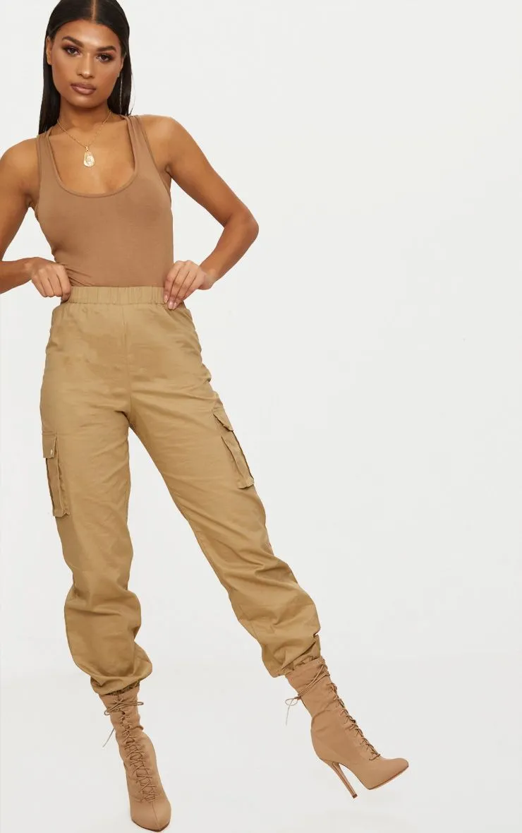 PrettyLittleThing Womens Camel Basic Racer Back Bodysuit