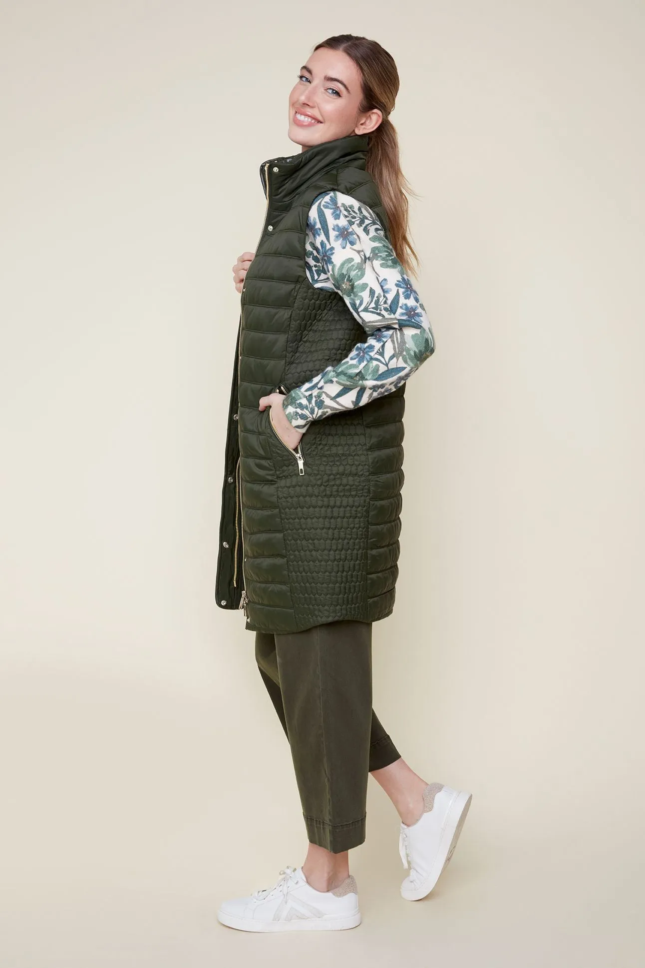 Quilted 3/4 length vest