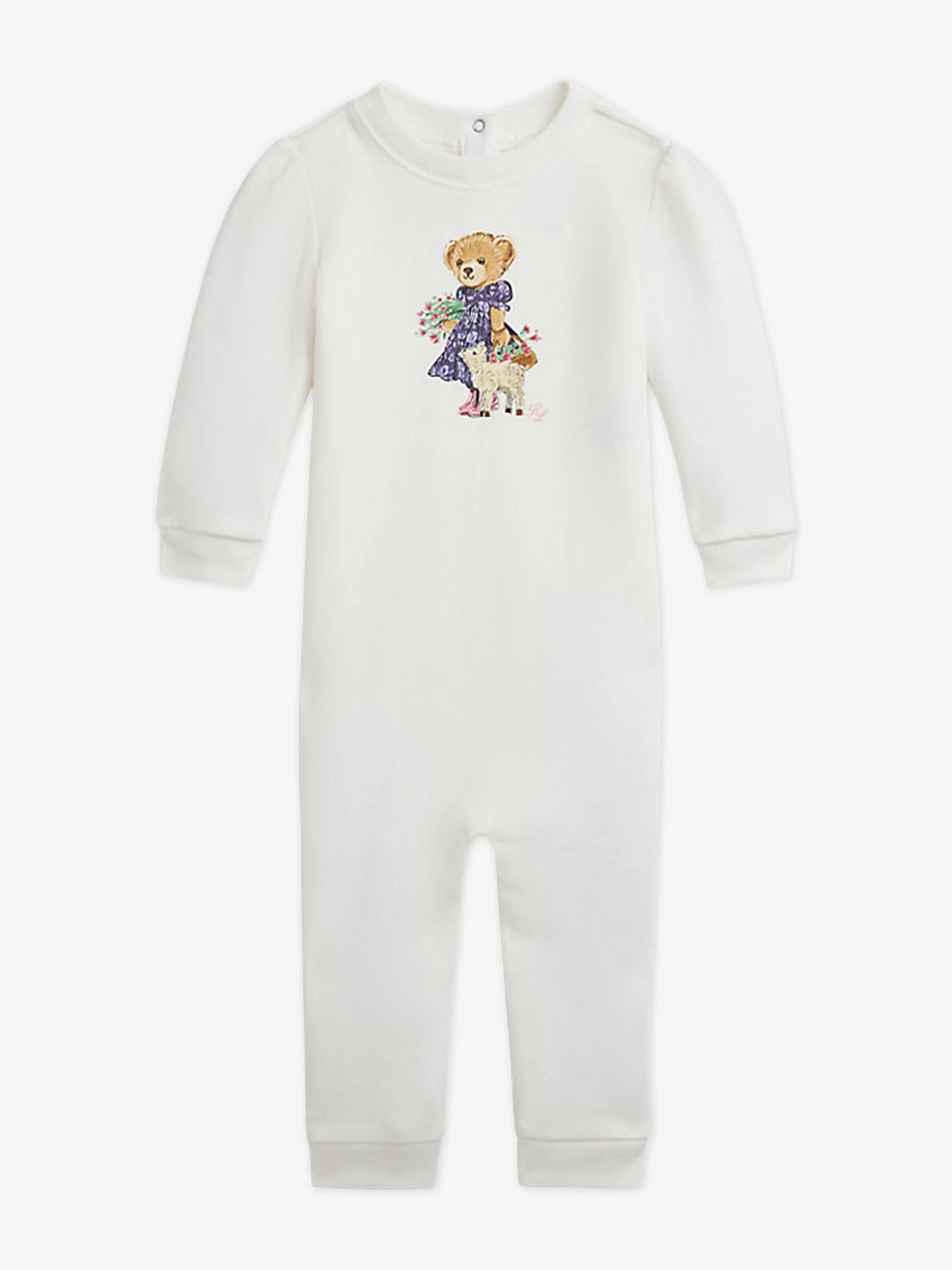 Ralph Lauren Baby Girls Bear Romper in Ivory
