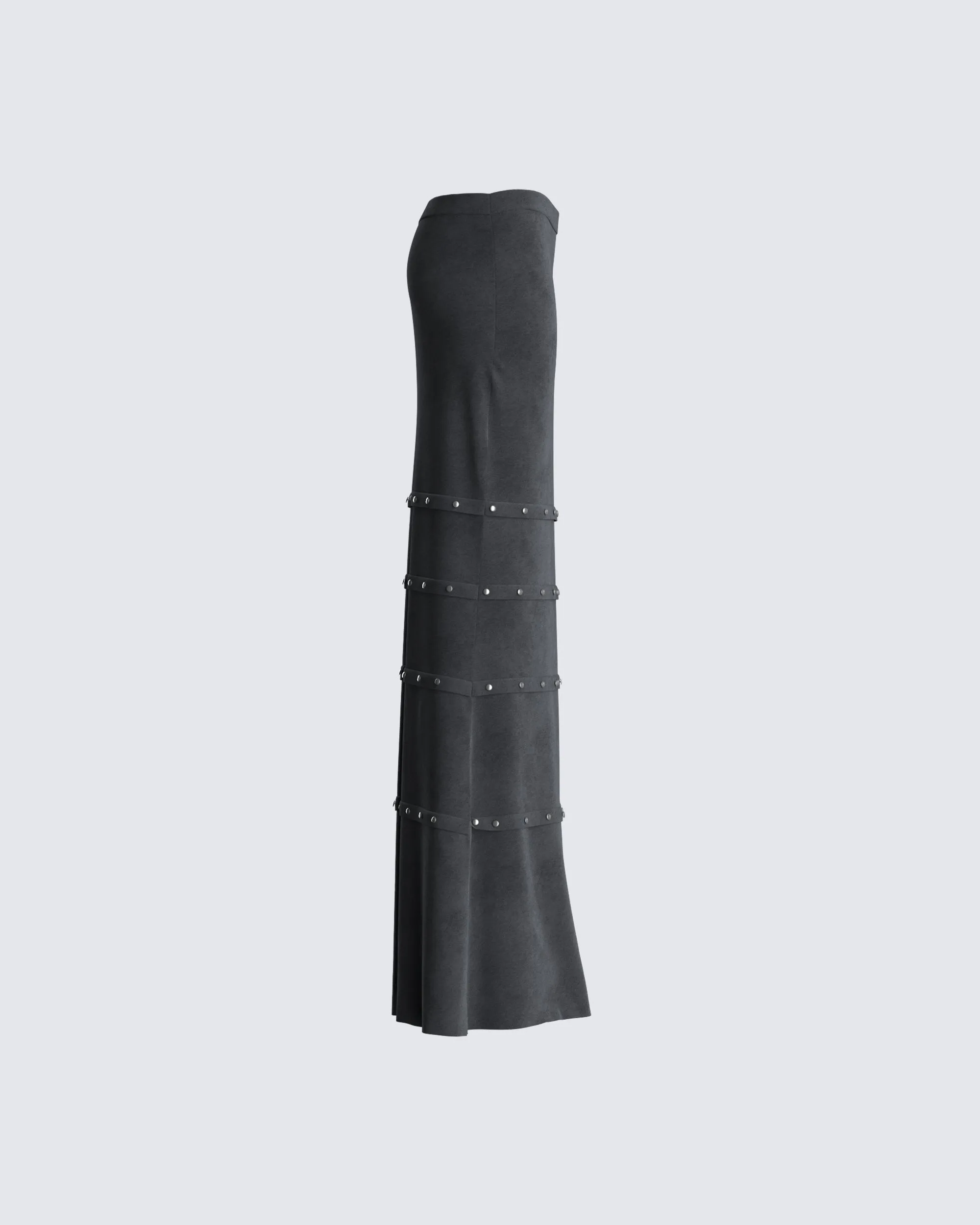 Ravi Grey Vegan Suede Maxi Skirt