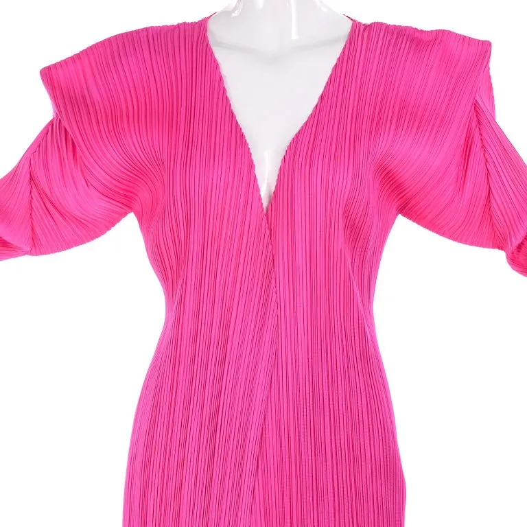 RESERVED // Issey Miyake Hot Pink Pleated Skirt & Long Sleeve Open Front Cardigan Top