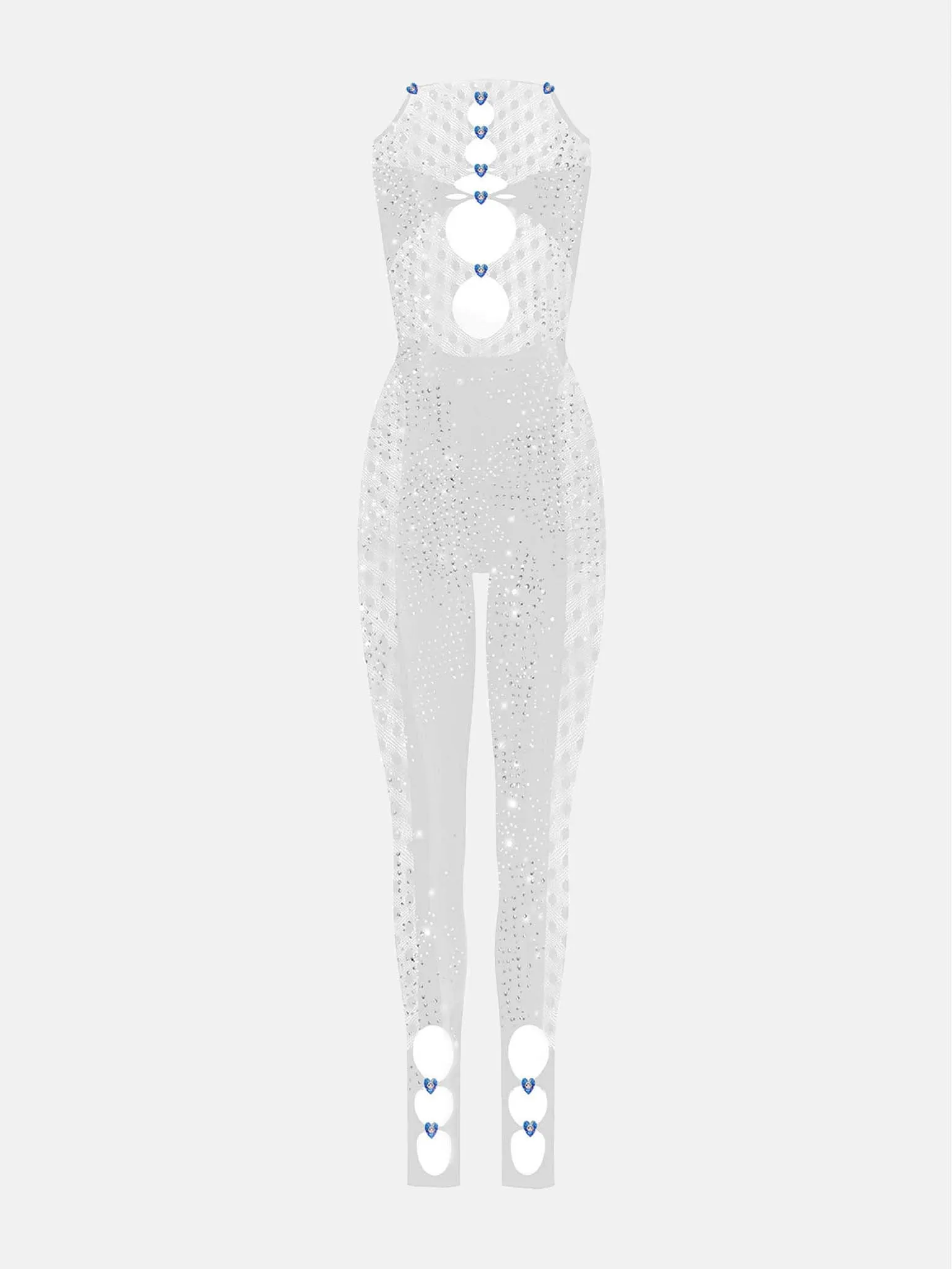 Rhinestoned Janice Jumpsuit Optic White