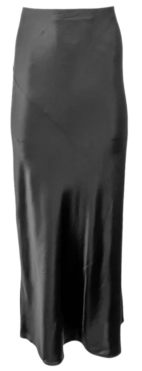 Saint Laurent Satin Crepe Maxi Skirt in Black