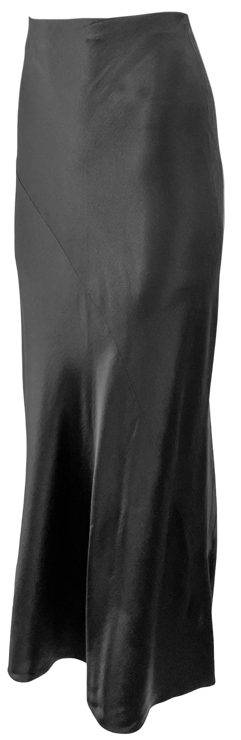 Saint Laurent Satin Crepe Maxi Skirt in Black
