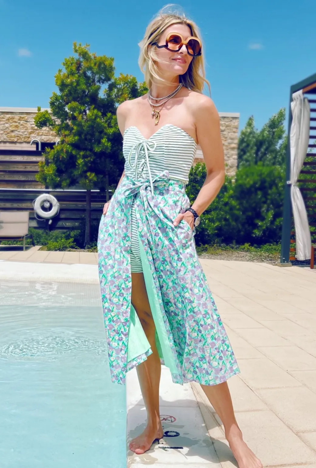 SAMPLE - Poolside Wrap Skirt - Lilac Daisy