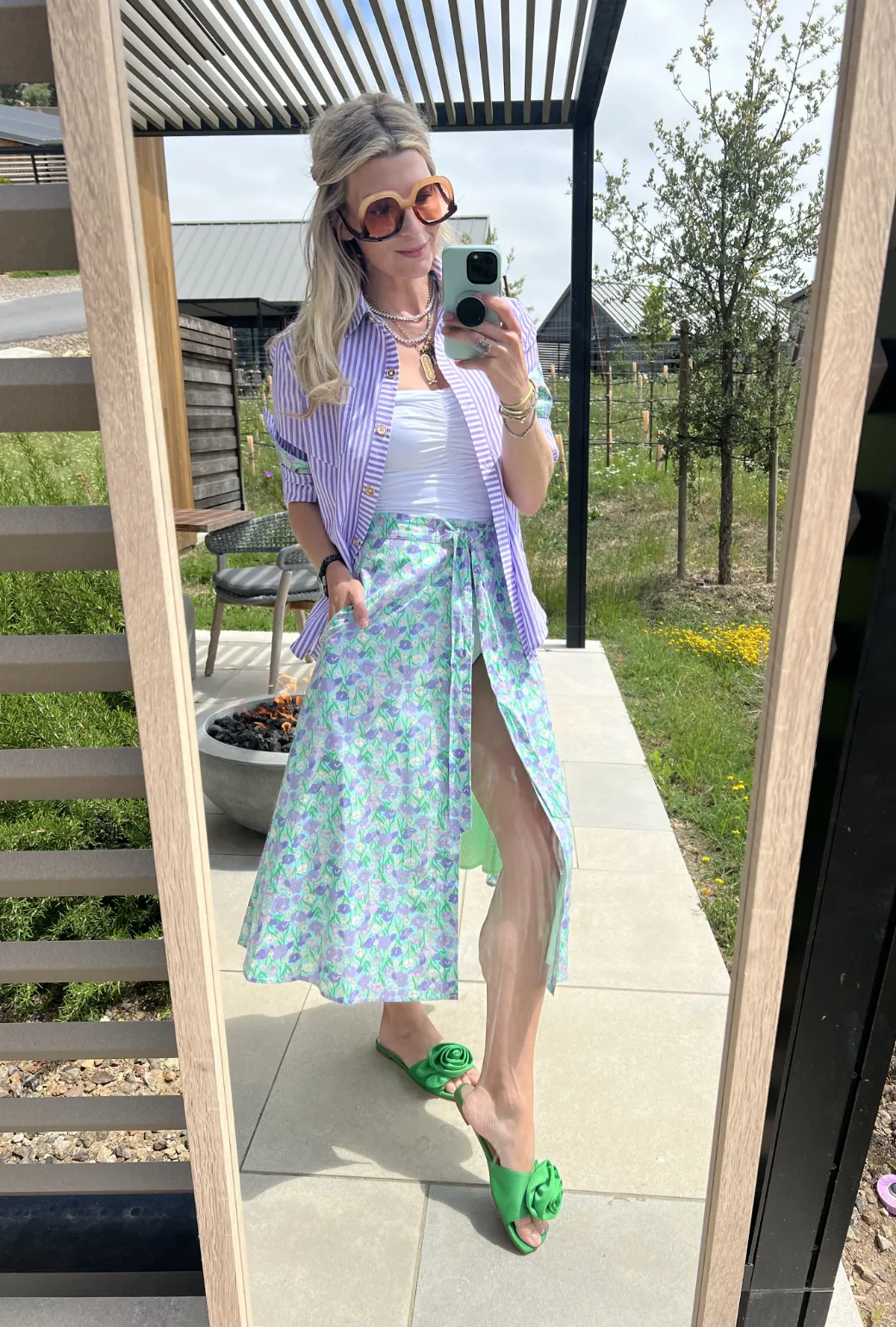 SAMPLE - Poolside Wrap Skirt - Lilac Daisy