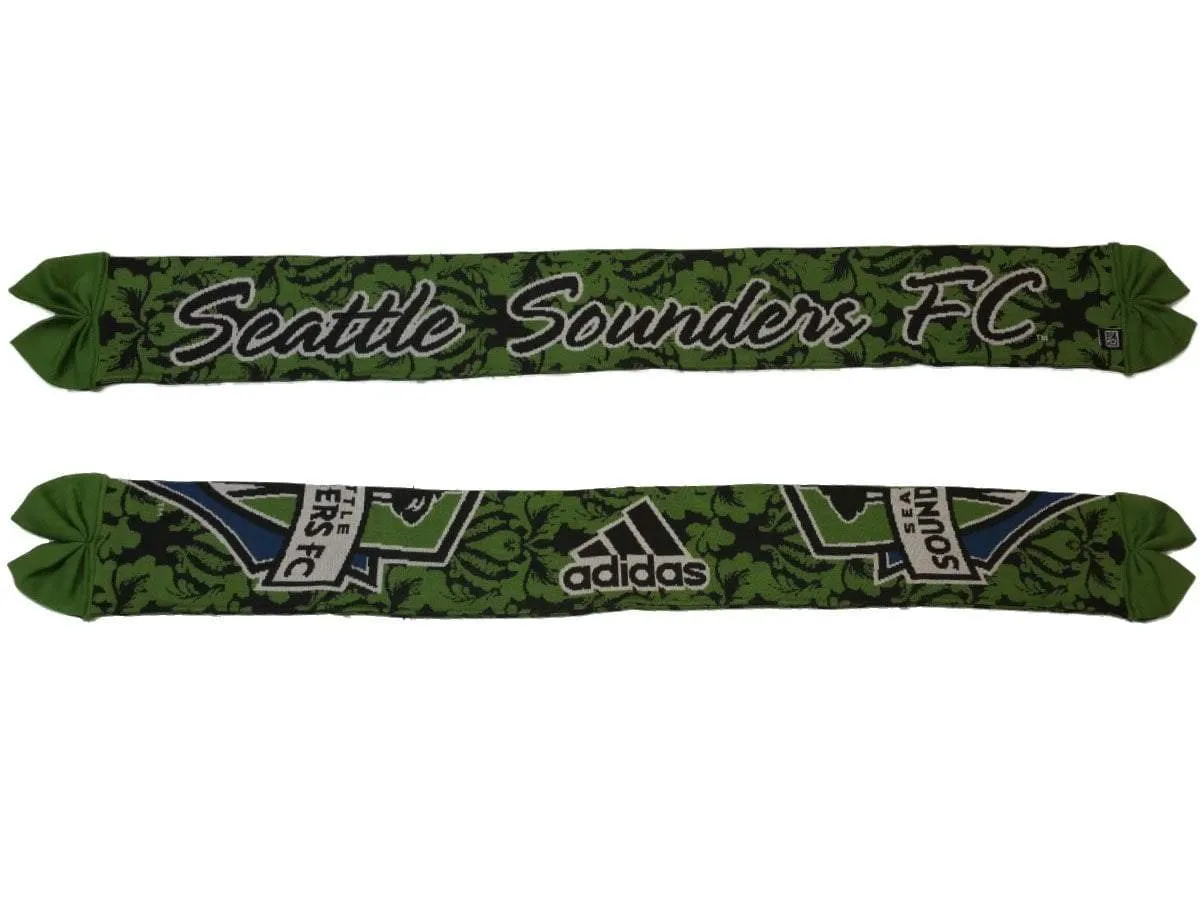 Seattle Sounders FC Adidas Womens Floral Reversible Knit Scarf (55" x 7.5")