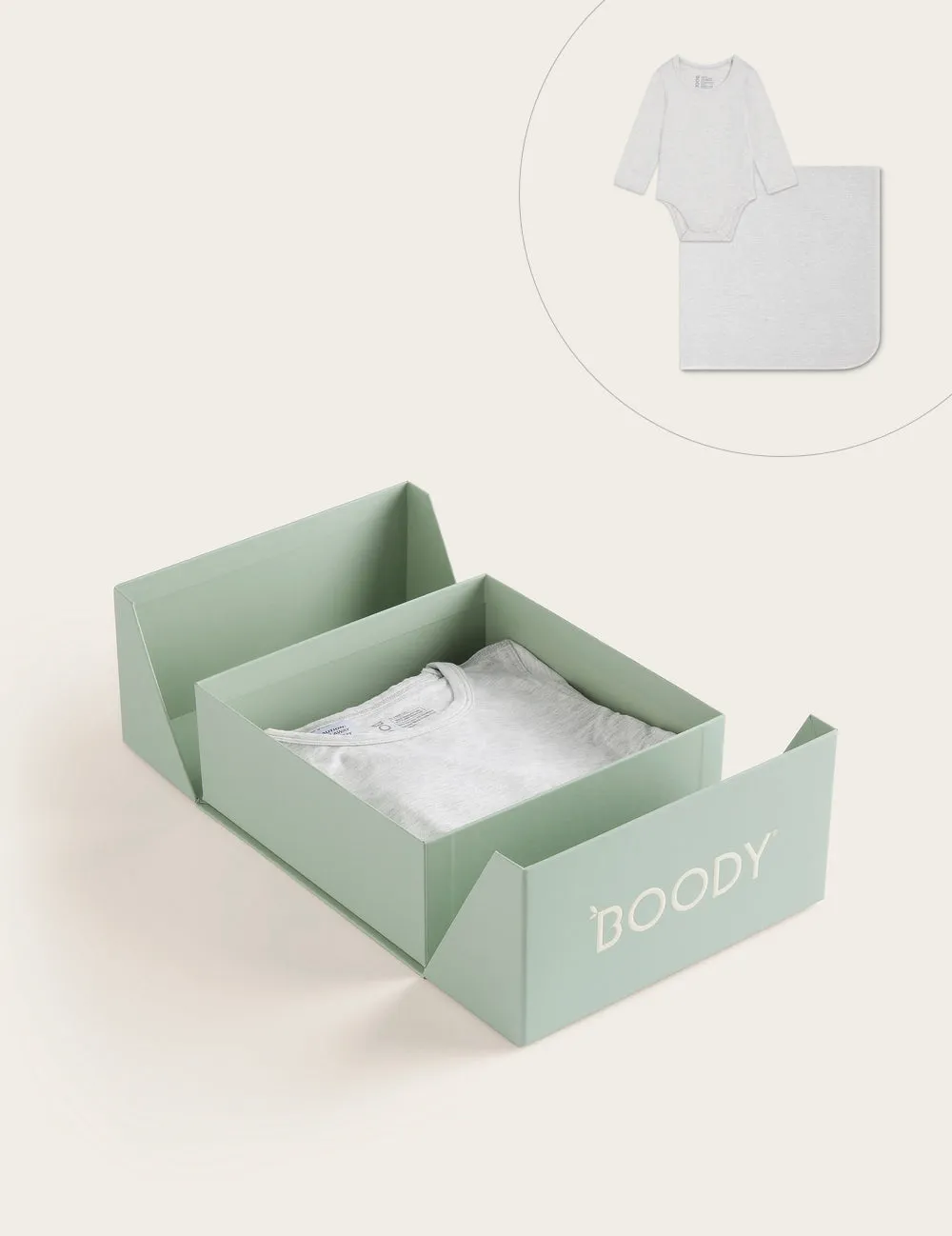 Set Giftbox - Baby Long Sleeve Bodysuit & Jersey Wrap - Heather Grey