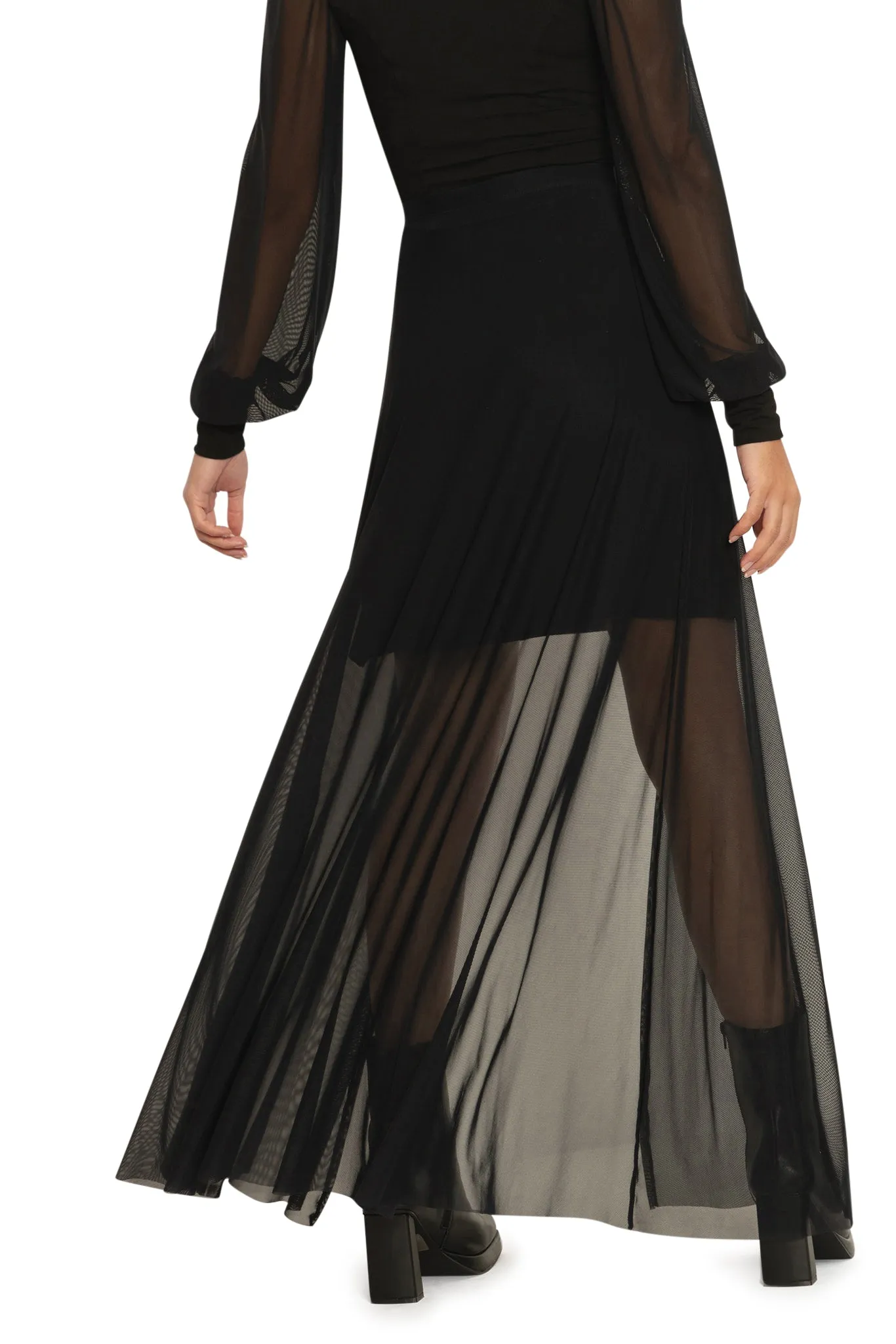 Sheer Overlay Maxi Skirt