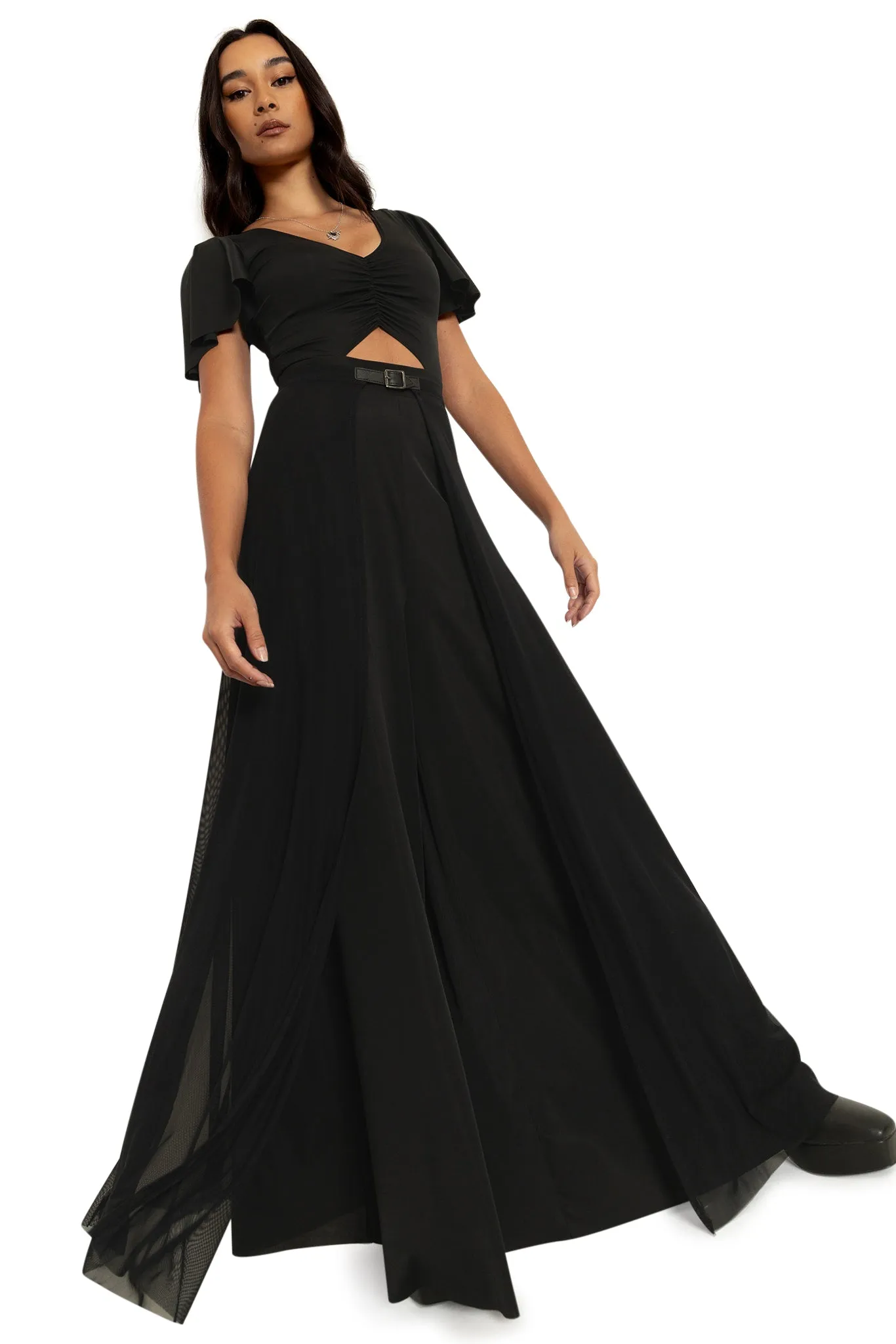 Sheer Overlay Maxi Skirt